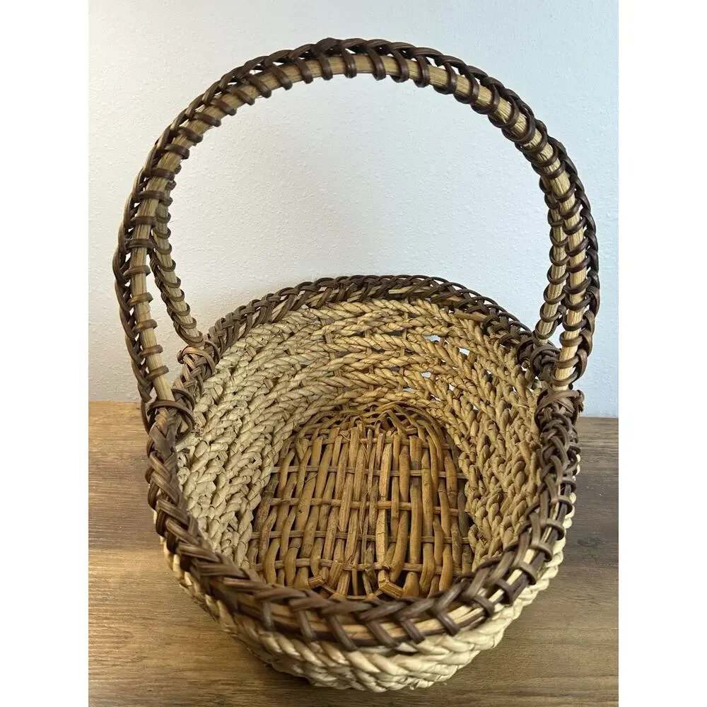 Large Woven Seagrass Basket Flowers Table Centerpiece Display Carry Rope 14x12